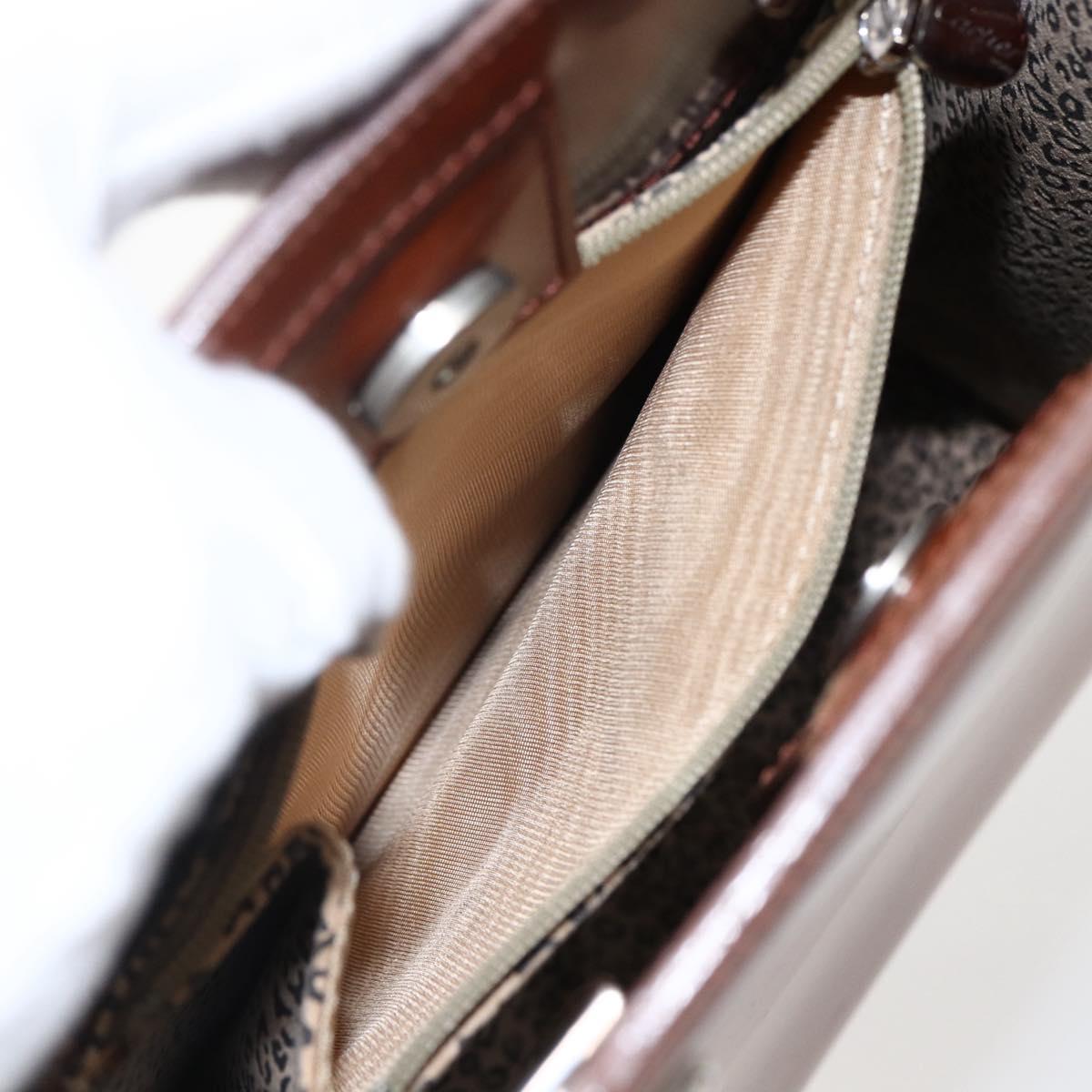 CARTIER Hand Bag Leather Brown Silver Auth 173509