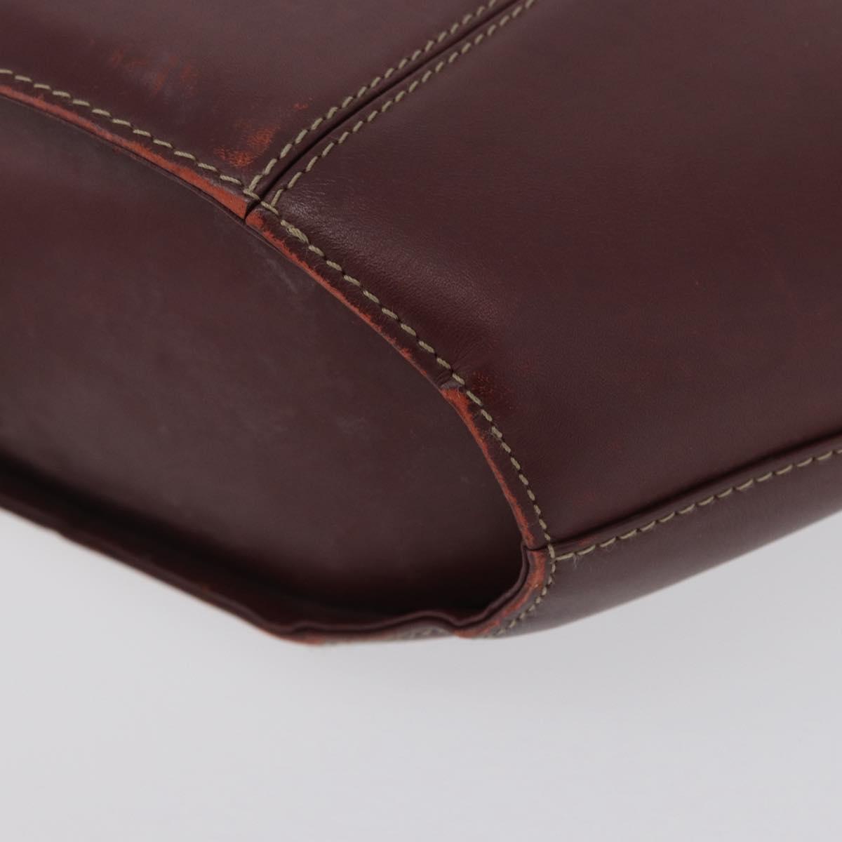 CARTIER Hand Bag Leather Red Gold Auth 173513