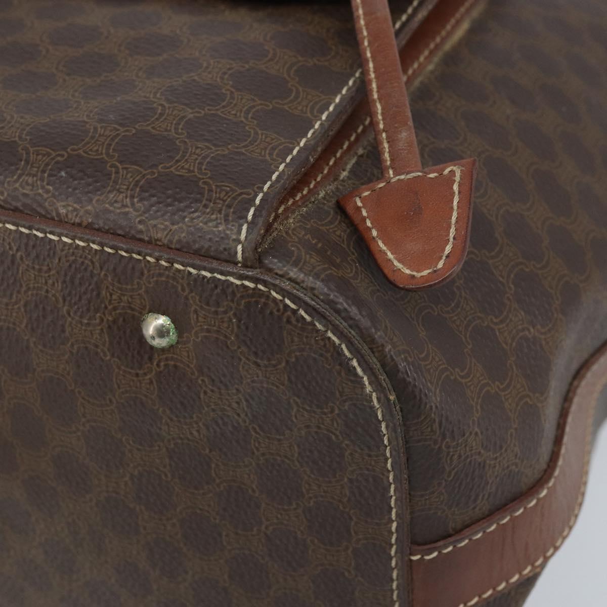 CELINE Macadam Canvas Backpack PVC Leather Brown Gold Auth 173514