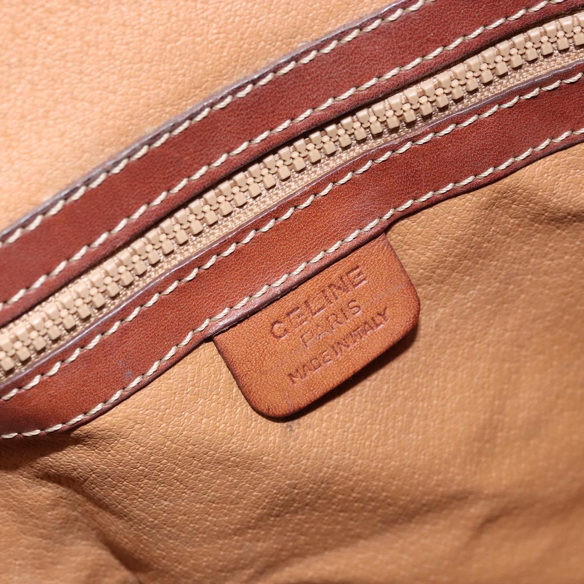 CELINE Macadam Canvas Backpack PVC Leather Brown Gold Auth 173514