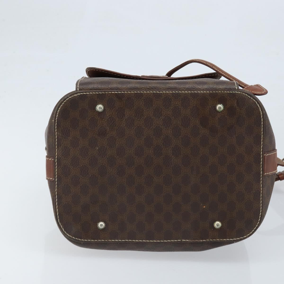 CELINE Macadam Canvas Backpack PVC Leather Brown Gold Auth 173514