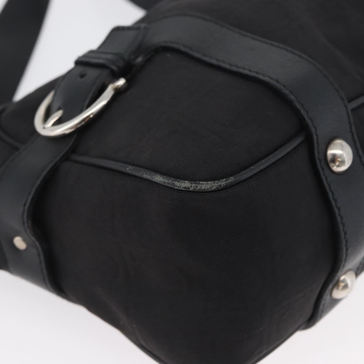 Salvatore Ferragamo Shoulder Bag Canvas Leather Black Silver Auth 173518