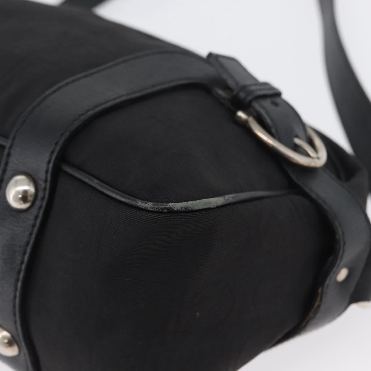 Salvatore Ferragamo Shoulder Bag Canvas Leather Black Silver Auth 173518