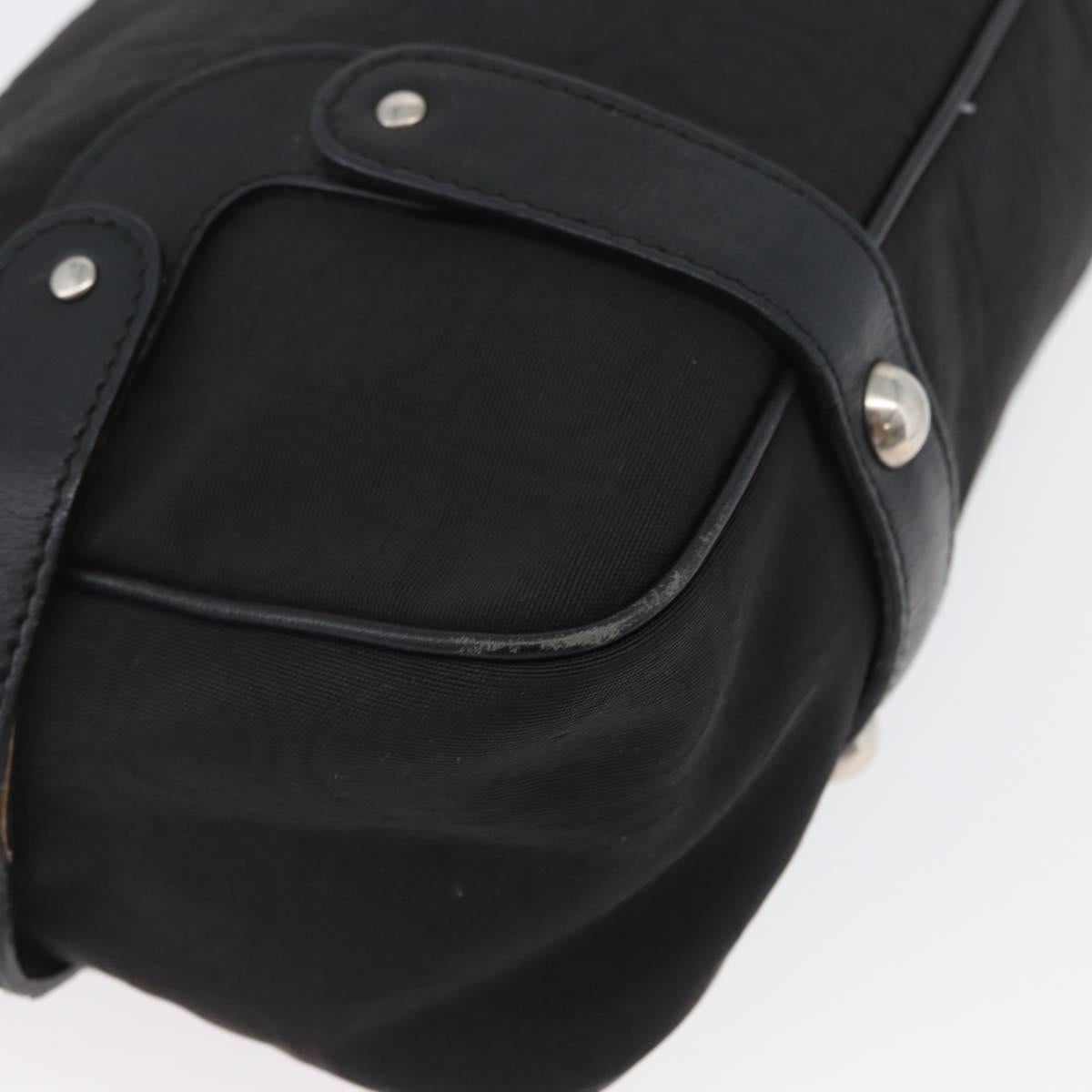 Salvatore Ferragamo Shoulder Bag Canvas Leather Black Silver Auth 173518