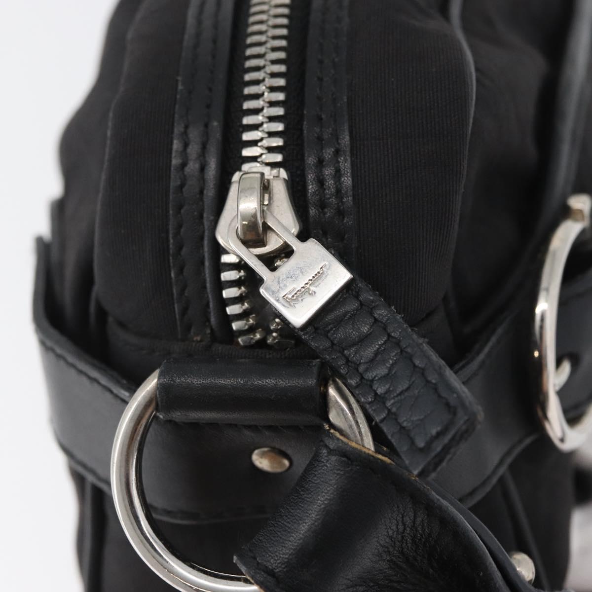 Salvatore Ferragamo Shoulder Bag Canvas Leather Black Silver Auth 173518