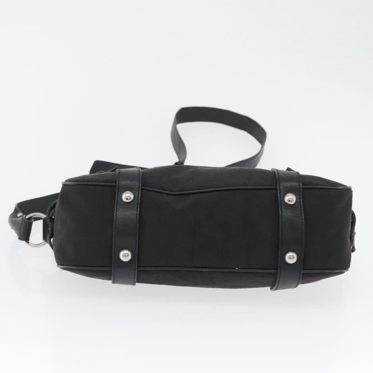 Salvatore Ferragamo Shoulder Bag Canvas Leather Black Silver Auth 173518