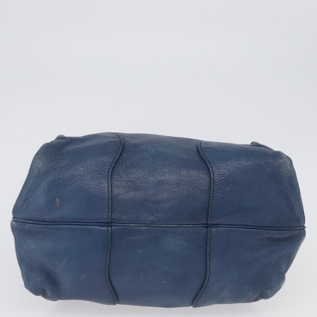 CELINE Hand Bag Leather Blue Silver Auth 173519