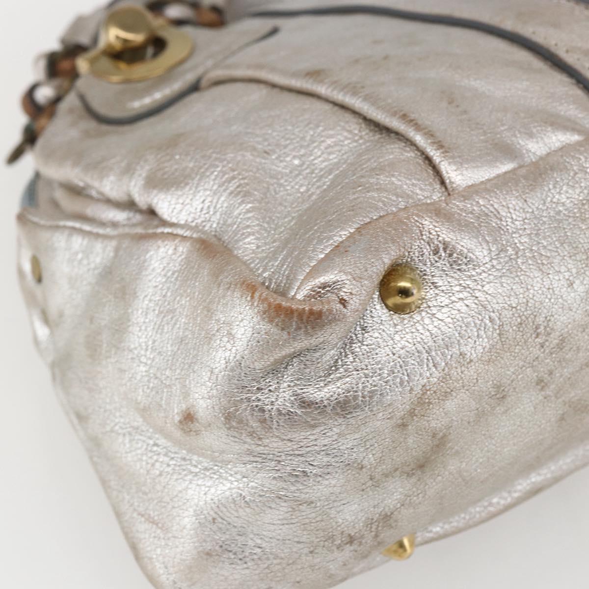 Chloe Hand Bag Leather Silver gold Auth 173521