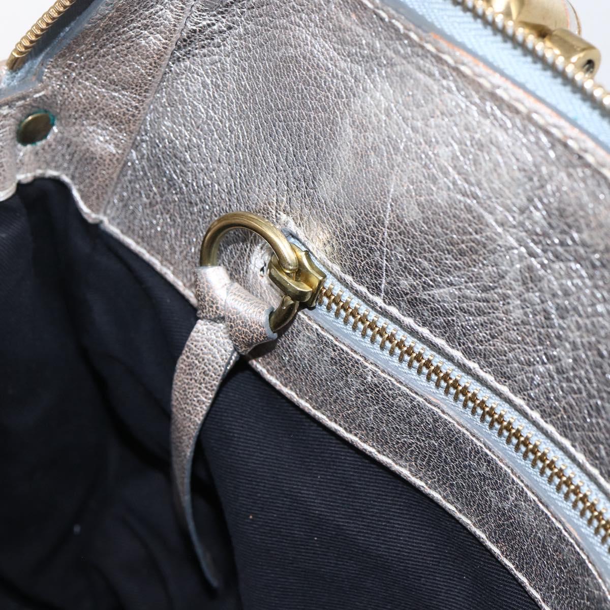 Chloe Hand Bag Leather Silver gold Auth 173521