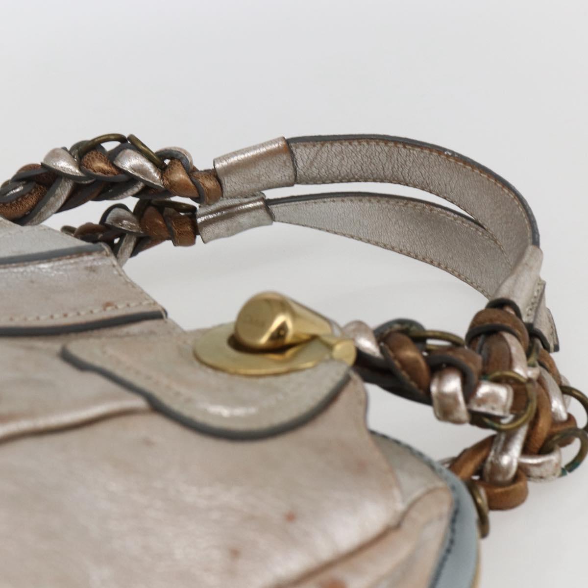 Chloe Hand Bag Leather Silver gold Auth 173521