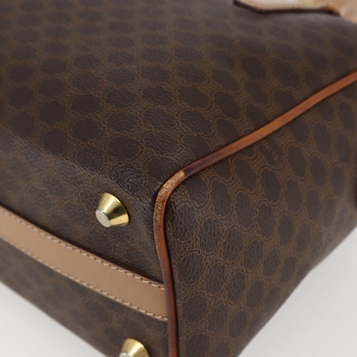 CELINE Macadam Canvas Hand Bag PVC Leather Brown Gold Auth 173522