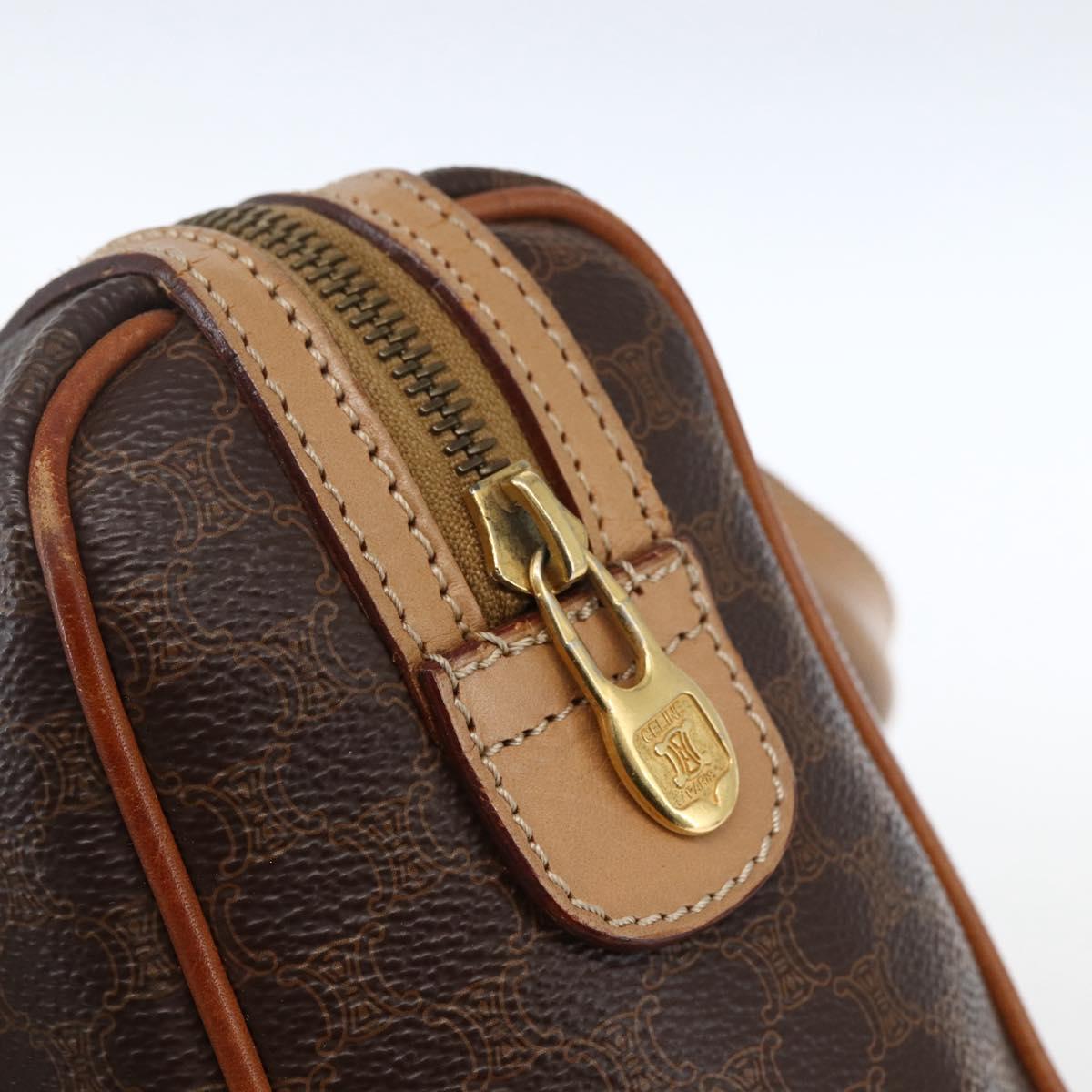 CELINE Macadam Canvas Hand Bag PVC Leather Brown Gold Auth 173522