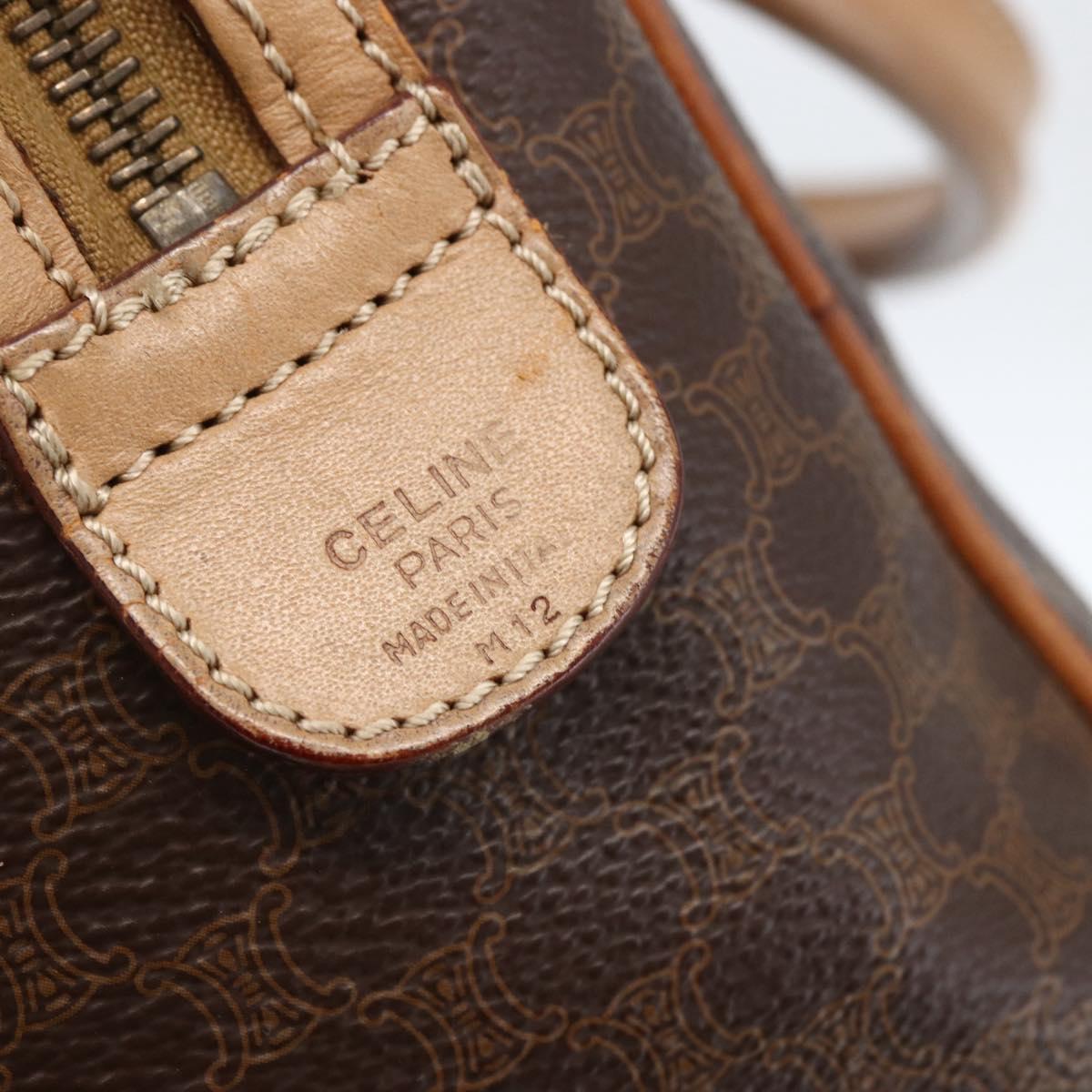 CELINE Macadam Canvas Hand Bag PVC Leather Brown Gold Auth 173522