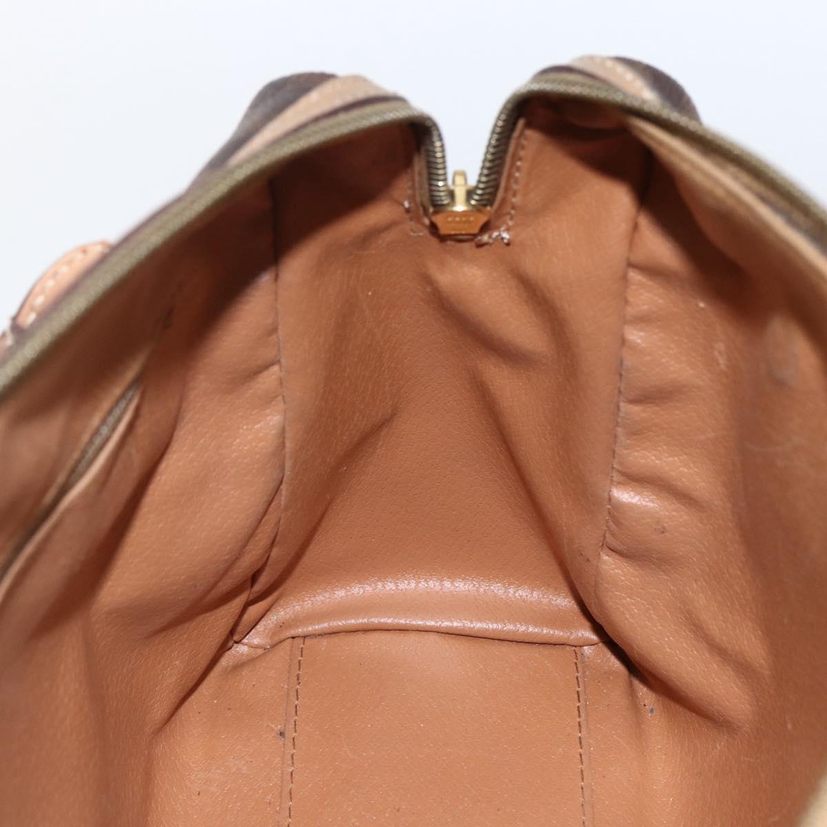 CELINE Macadam Canvas Hand Bag PVC Leather Brown Gold Auth 173522