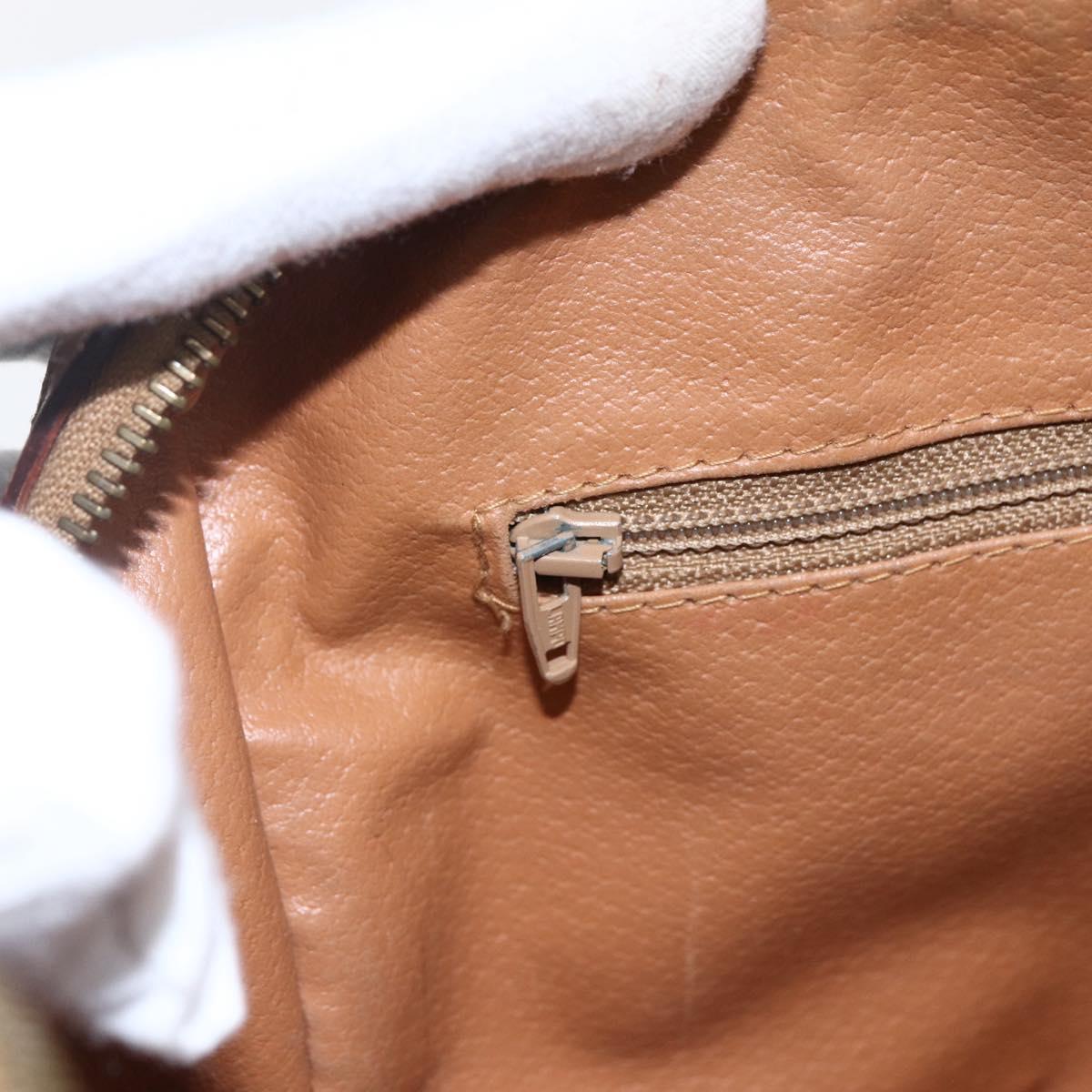 CELINE Macadam Canvas Hand Bag PVC Leather Brown Gold Auth 173522