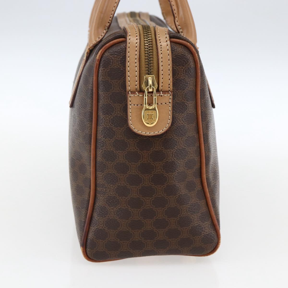 CELINE Macadam Canvas Hand Bag PVC Leather Brown Gold Auth 173522