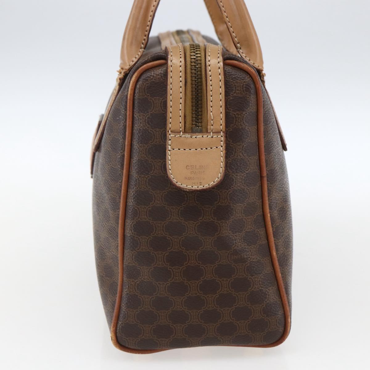 CELINE Macadam Canvas Hand Bag PVC Leather Brown Gold Auth 173522