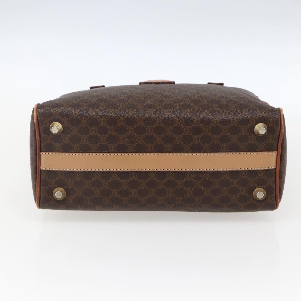 CELINE Macadam Canvas Hand Bag PVC Leather Brown Gold Auth 173522