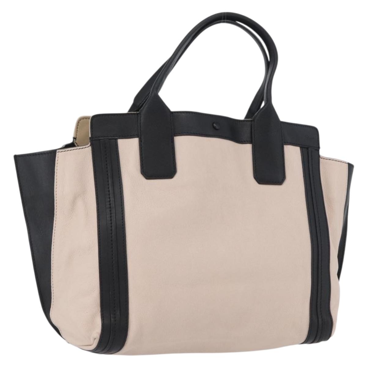 Chloe Alison Hand Bag Leather Pink Black gold Auth 173523