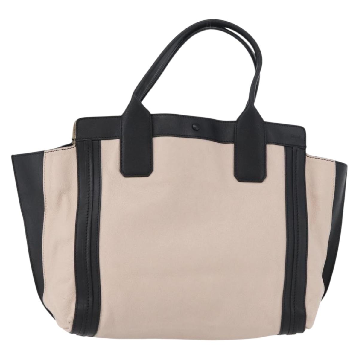 Chloe Alison Hand Bag Leather Pink Black gold Auth 173523