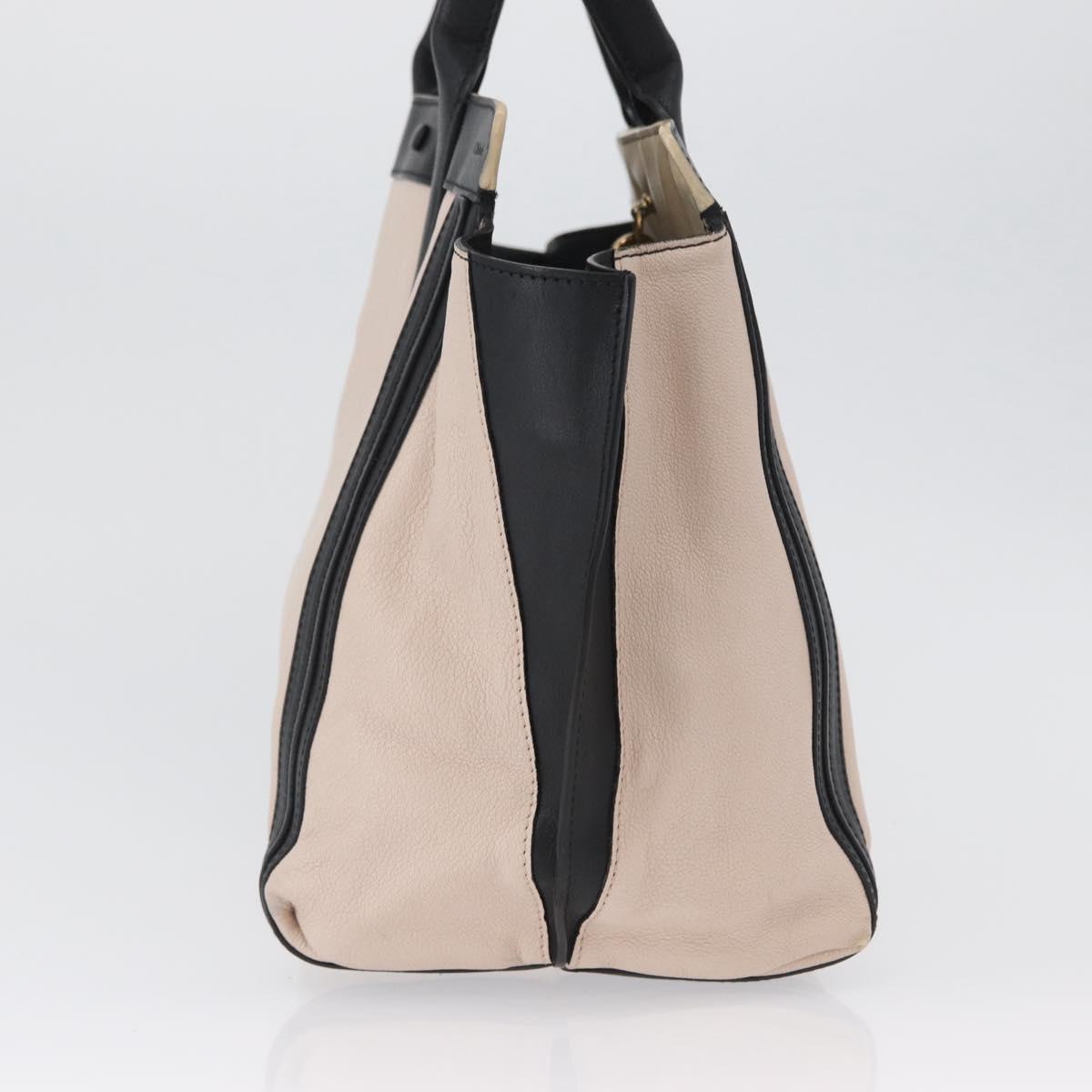 Chloe Alison Hand Bag Leather Pink Black gold Auth 173523