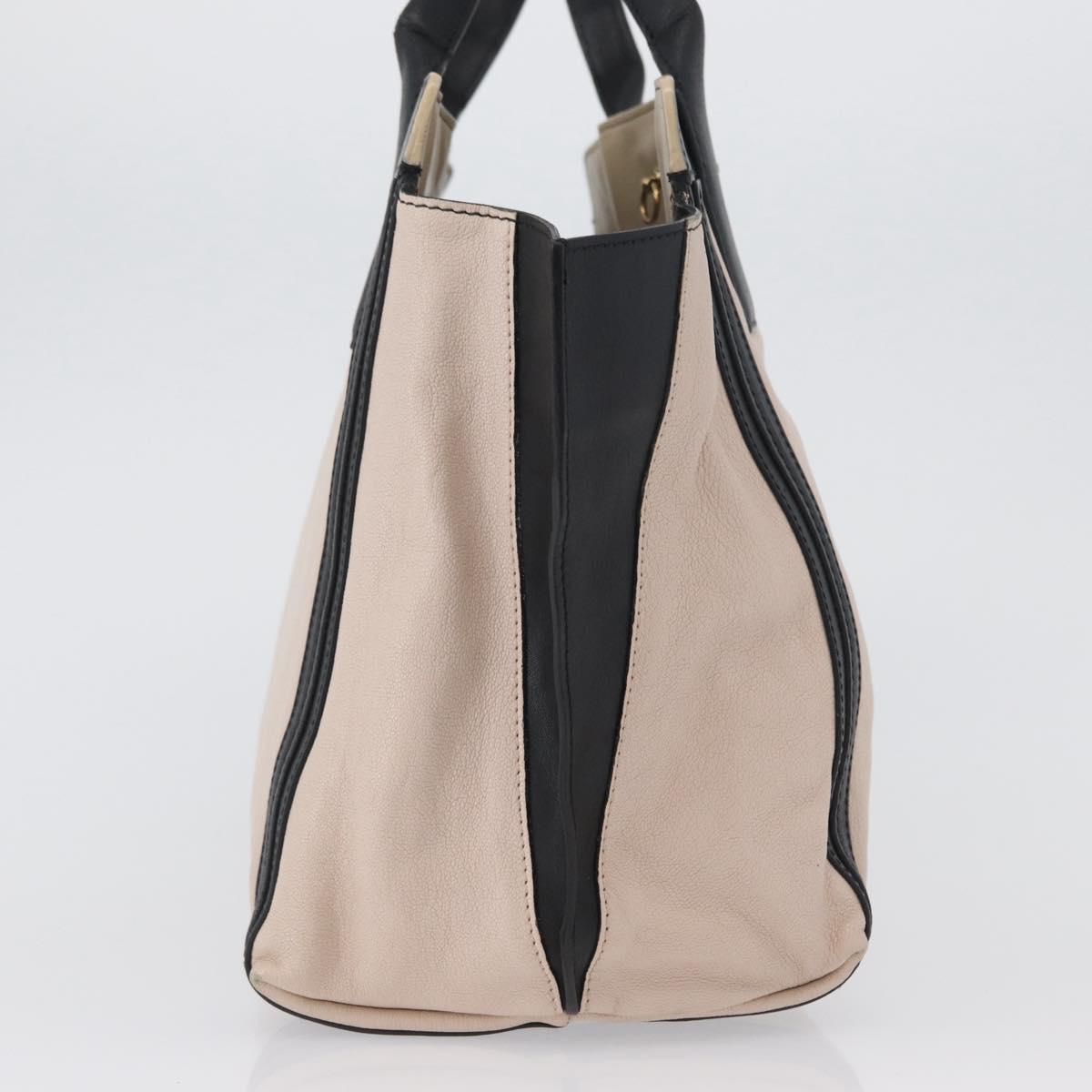 Chloe Alison Hand Bag Leather Pink Black gold Auth 173523