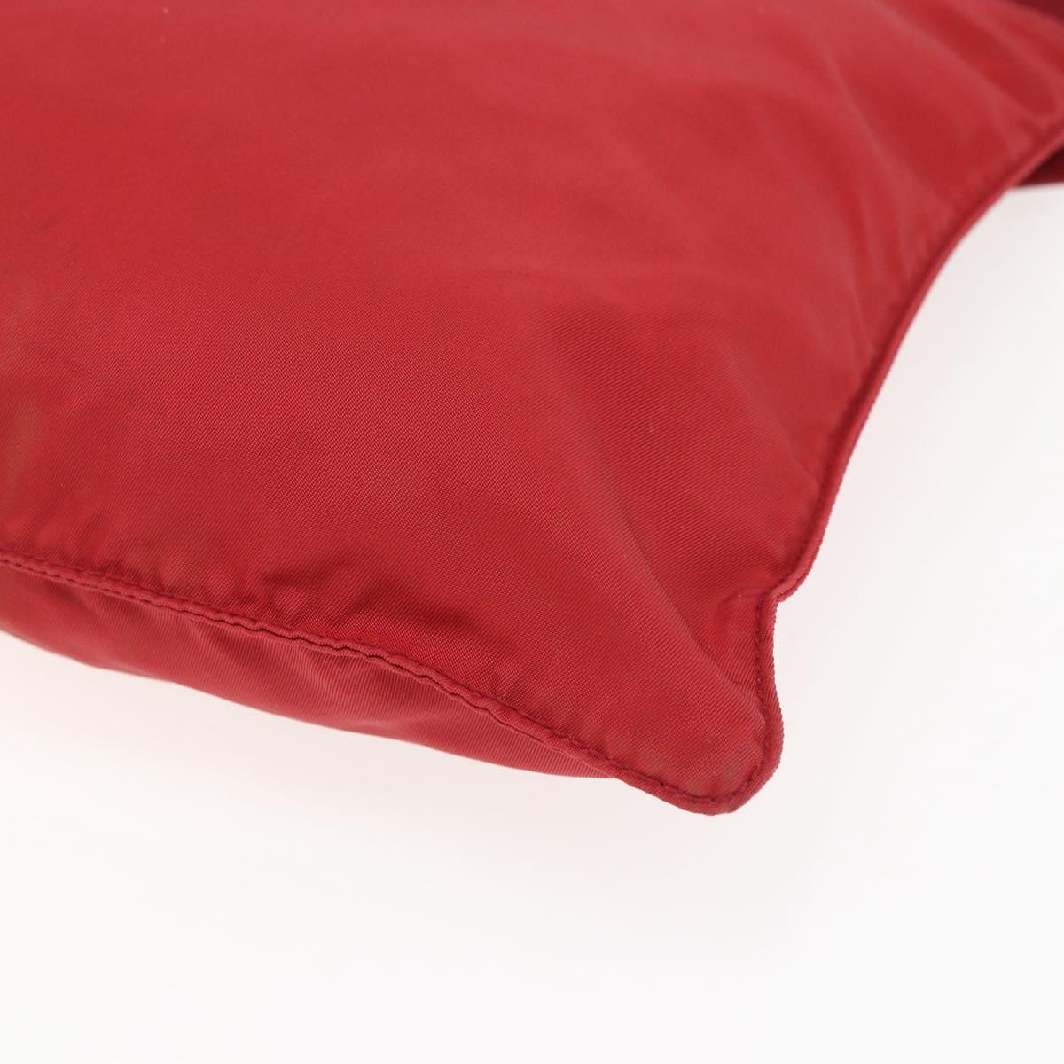 PRADA Shoulder Bag Nylon Red Silver Auth 173524