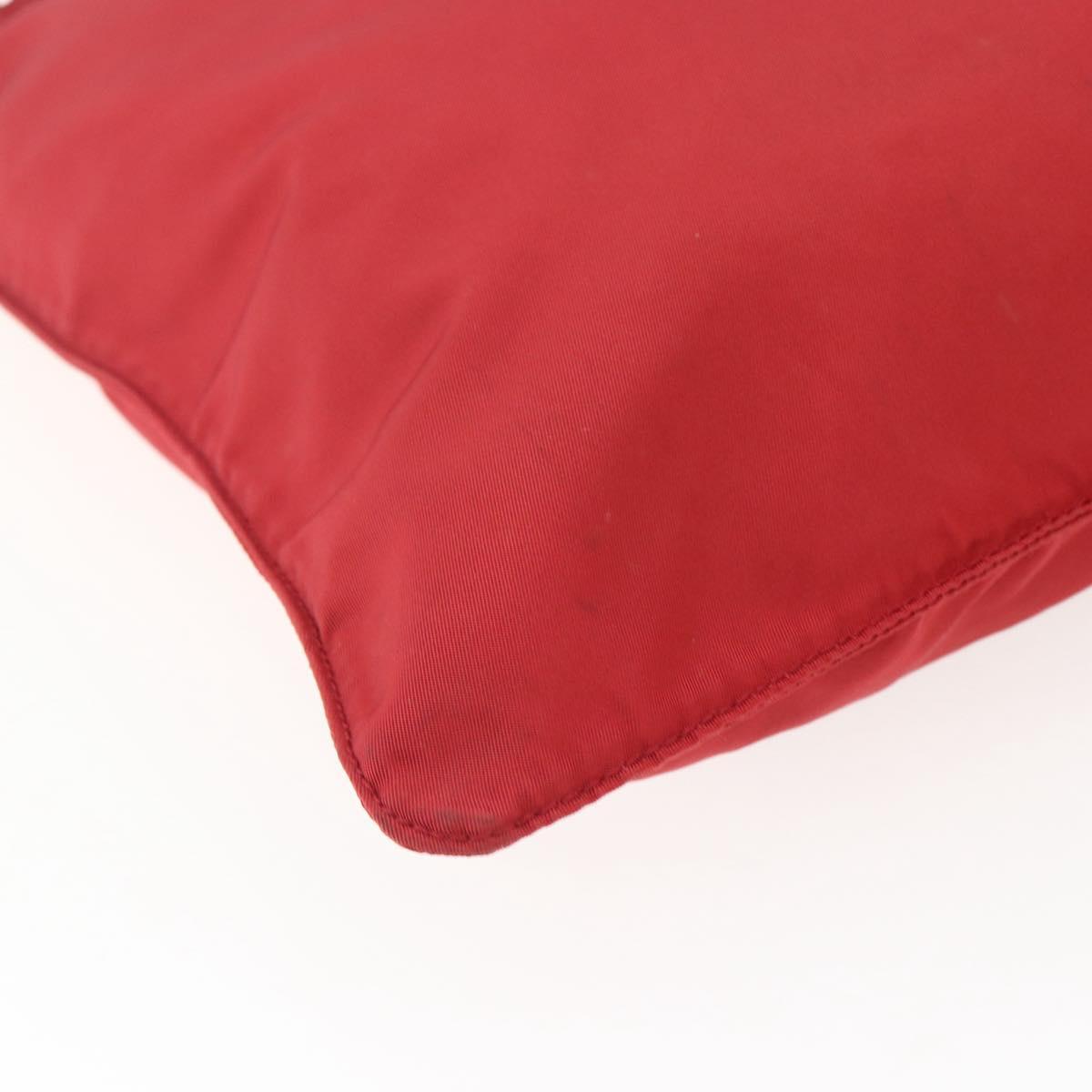 PRADA Shoulder Bag Nylon Red Silver Auth 173524