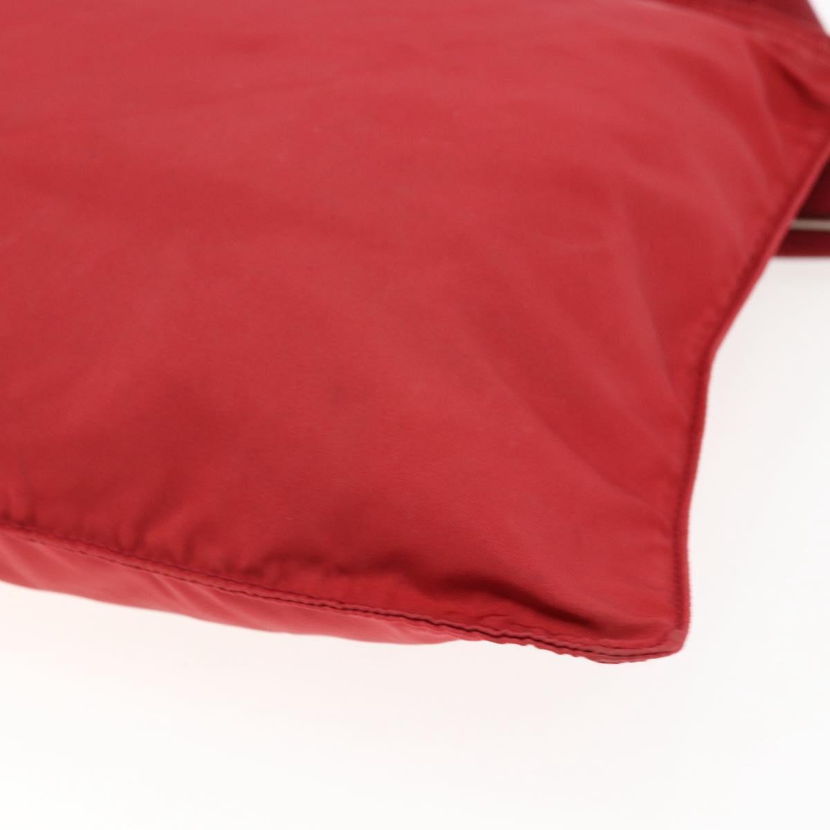 PRADA Shoulder Bag Nylon Red Silver Auth 173524
