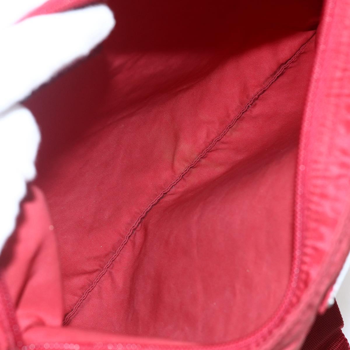 PRADA Shoulder Bag Nylon Red Silver Auth 173524