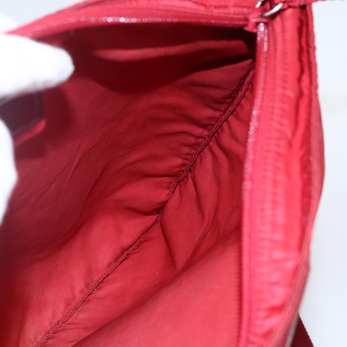 PRADA Shoulder Bag Nylon Red Silver Auth 173524