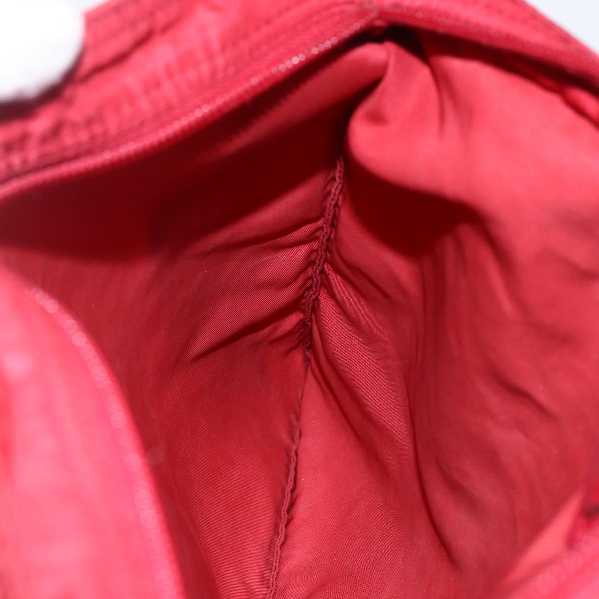 PRADA Shoulder Bag Nylon Red Silver Auth 173524