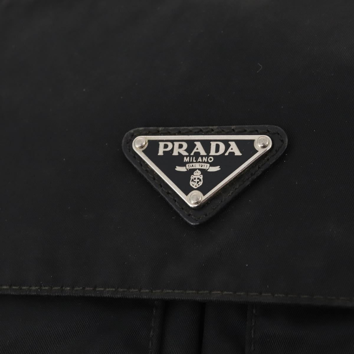 PRADA Shoulder Bag Nylon Black Silver Auth 173525