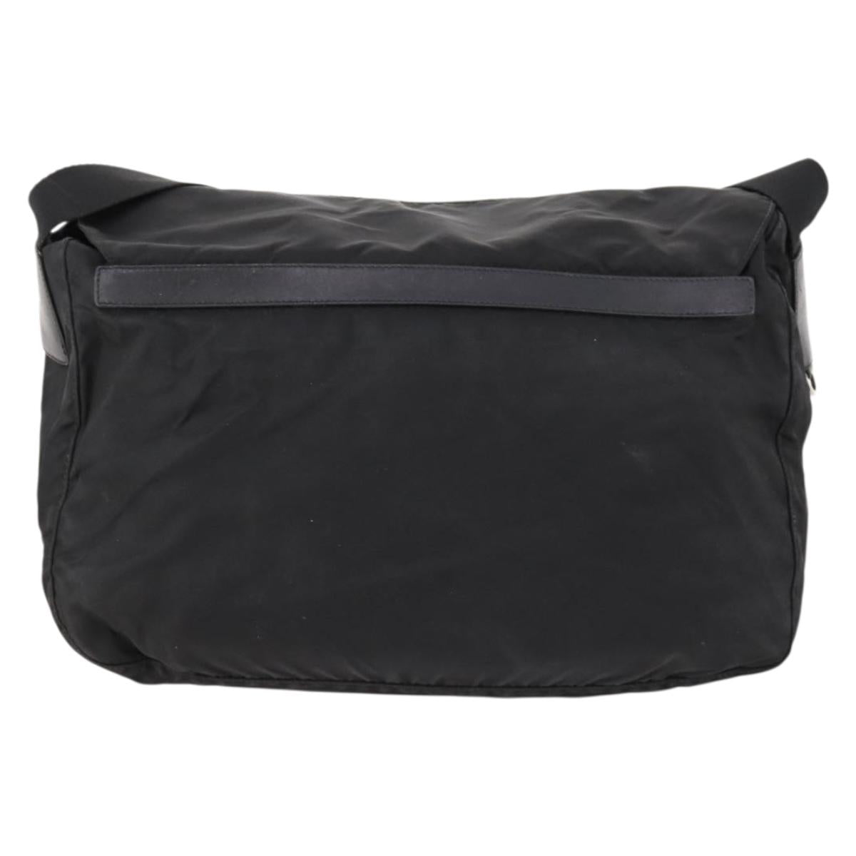 PRADA Shoulder Bag Nylon Black Silver Auth 173525