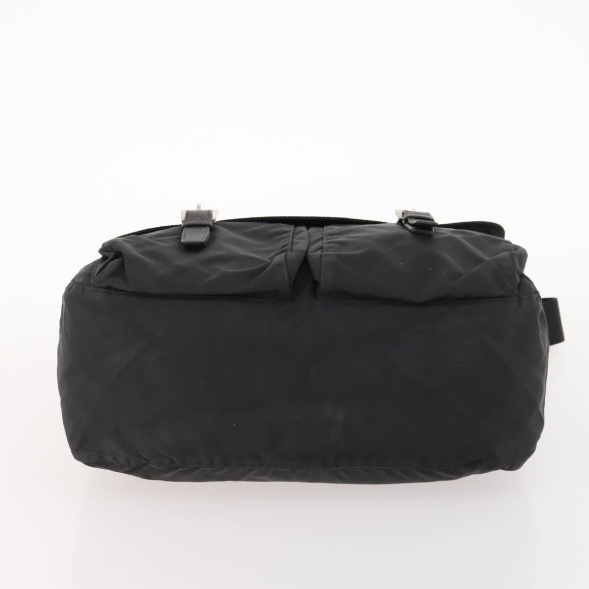 PRADA Shoulder Bag Nylon Black Silver Auth 173525