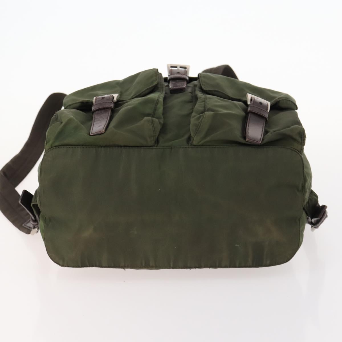 PRADA Backpack Nylon Khaki Silver Auth 173527