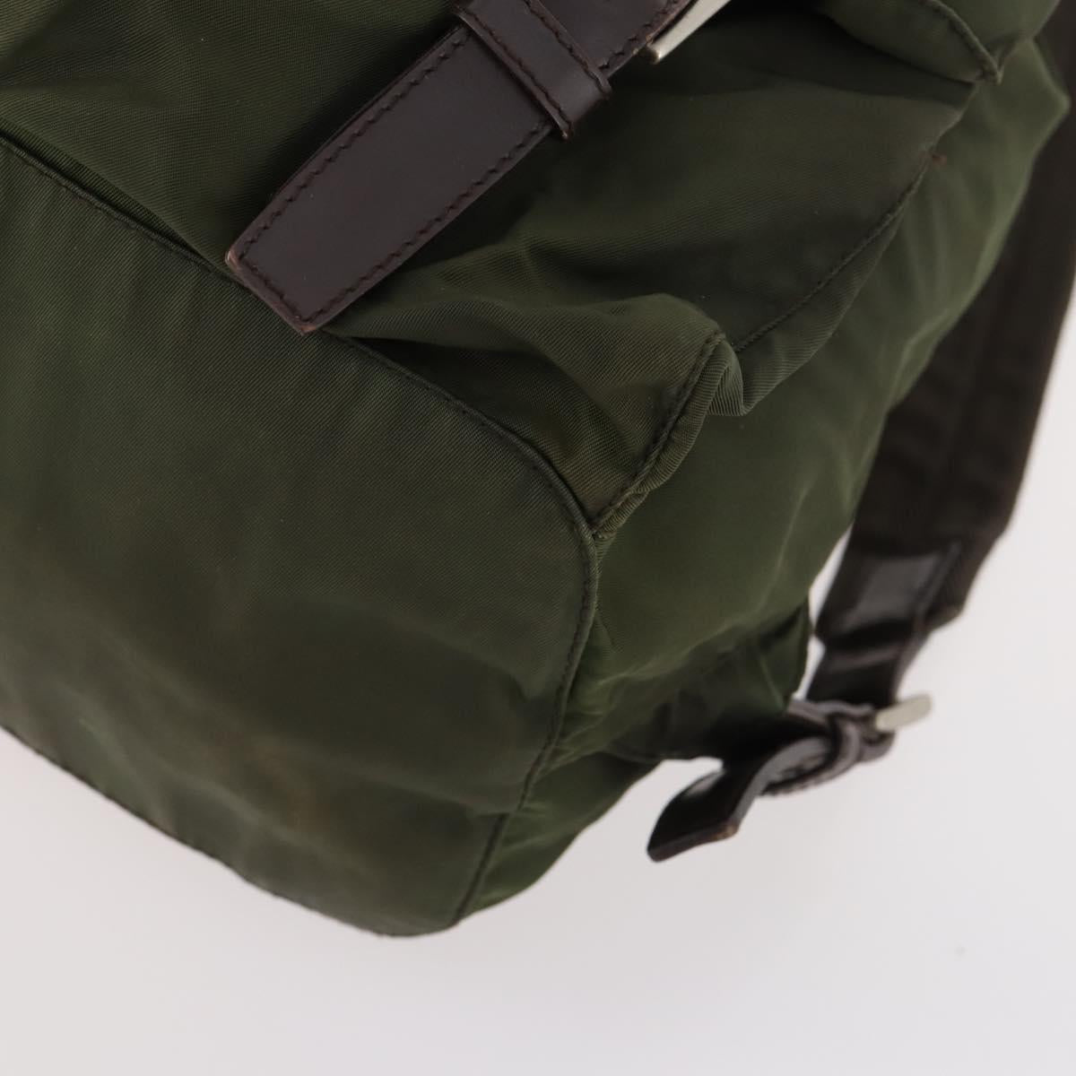 PRADA Backpack Nylon Khaki Silver Auth 173527