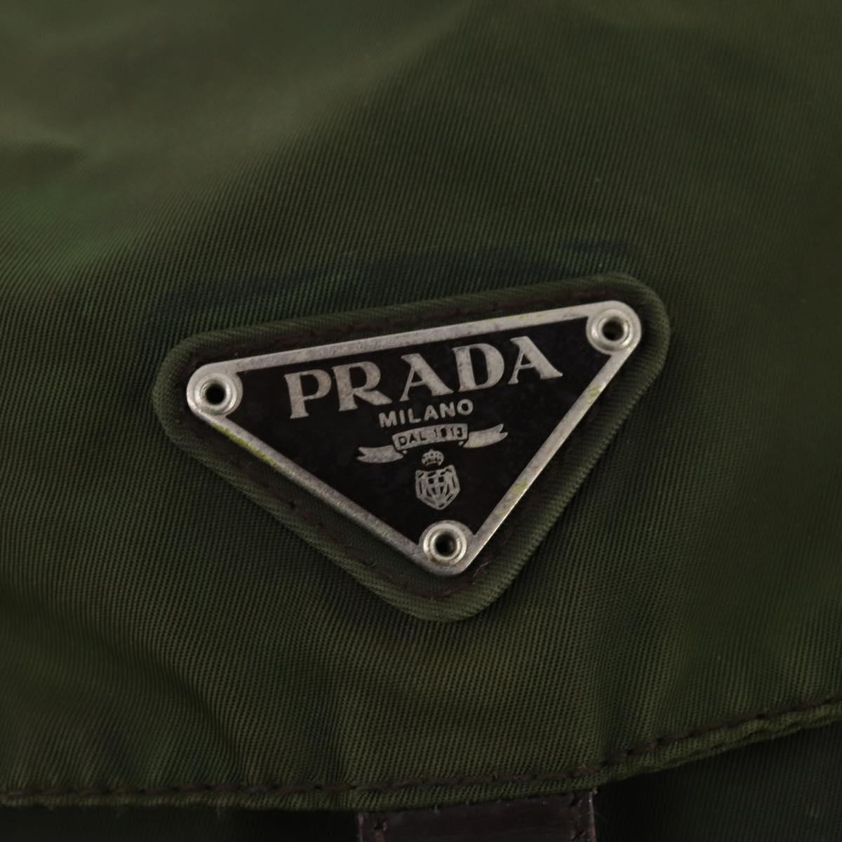 PRADA Backpack Nylon Khaki Silver Auth 173527
