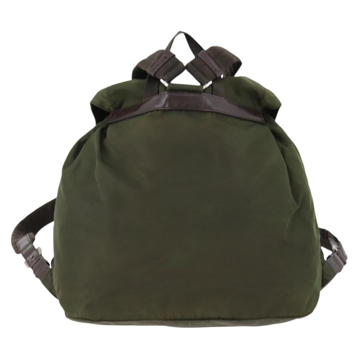 PRADA Backpack Nylon Khaki Silver Auth 173527