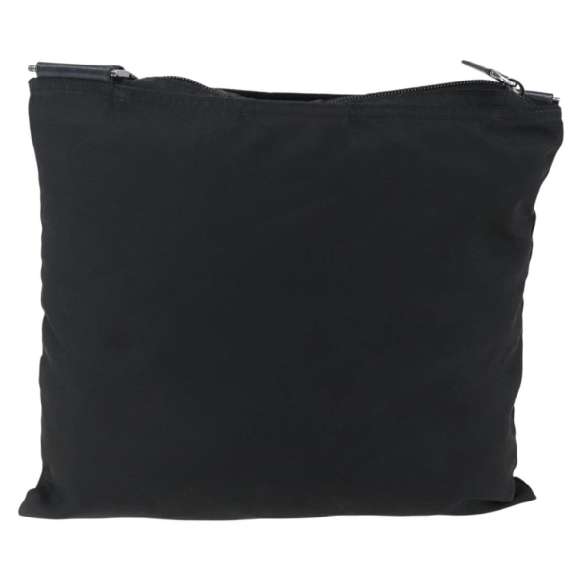 PRADA Shoulder Bag Nylon Black Silver Auth 173528