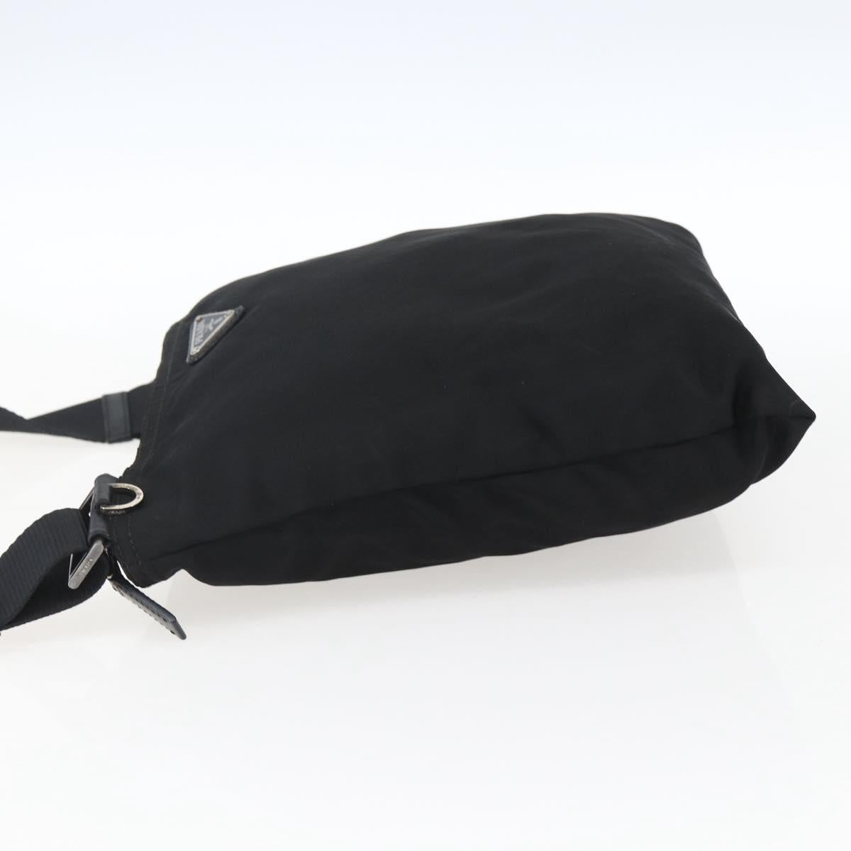PRADA Shoulder Bag Nylon Black Silver Auth 173528