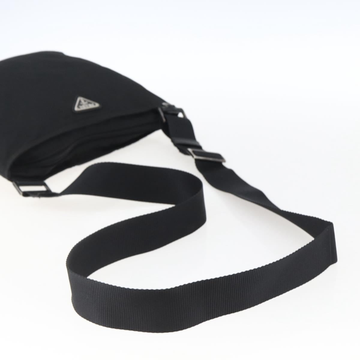 PRADA Shoulder Bag Nylon Black Silver Auth 173528