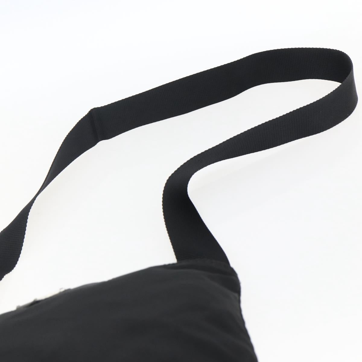 PRADA Shoulder Bag Nylon Black Silver Auth 173528
