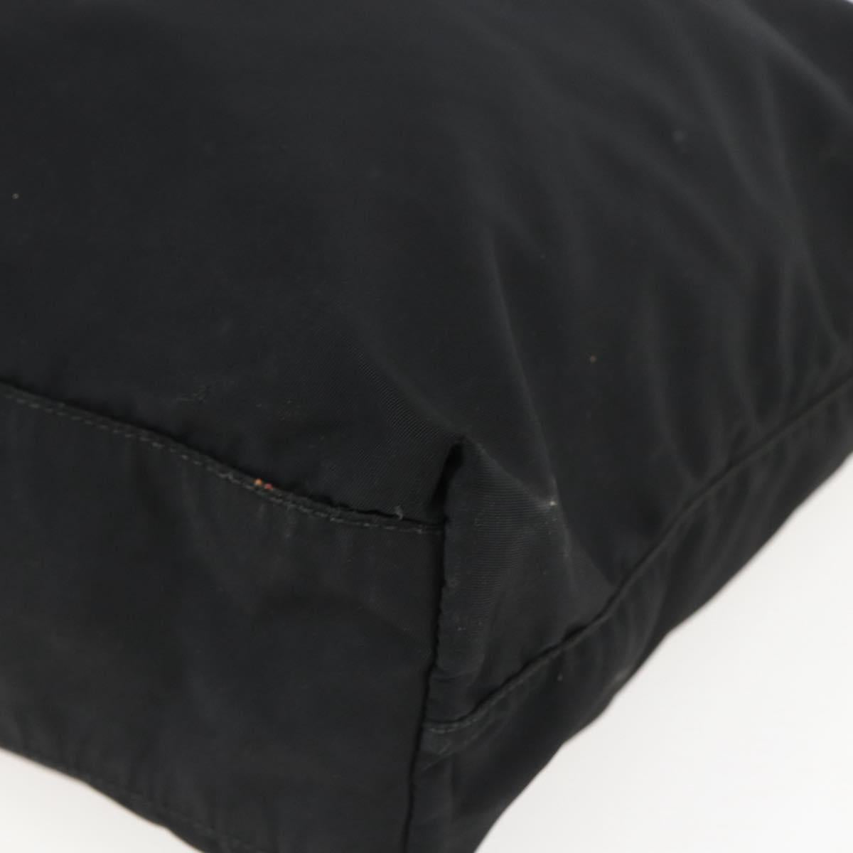 PRADA Tote Bag Nylon Black Silver Auth 173530