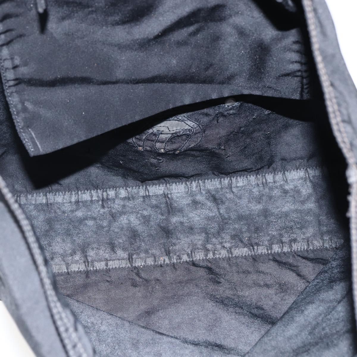 PRADA Tote Bag Nylon Black Silver Auth 173530