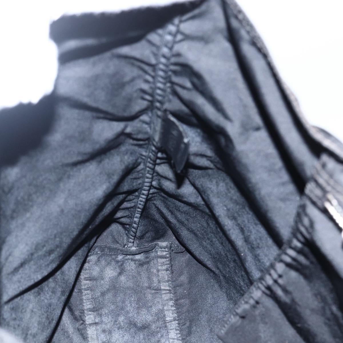 PRADA Tote Bag Nylon Black Silver Auth 173530