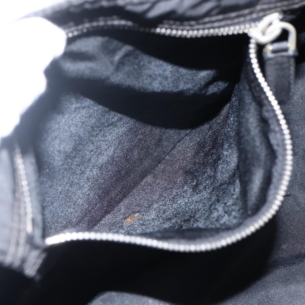 PRADA Tote Bag Nylon Black Silver Auth 173530
