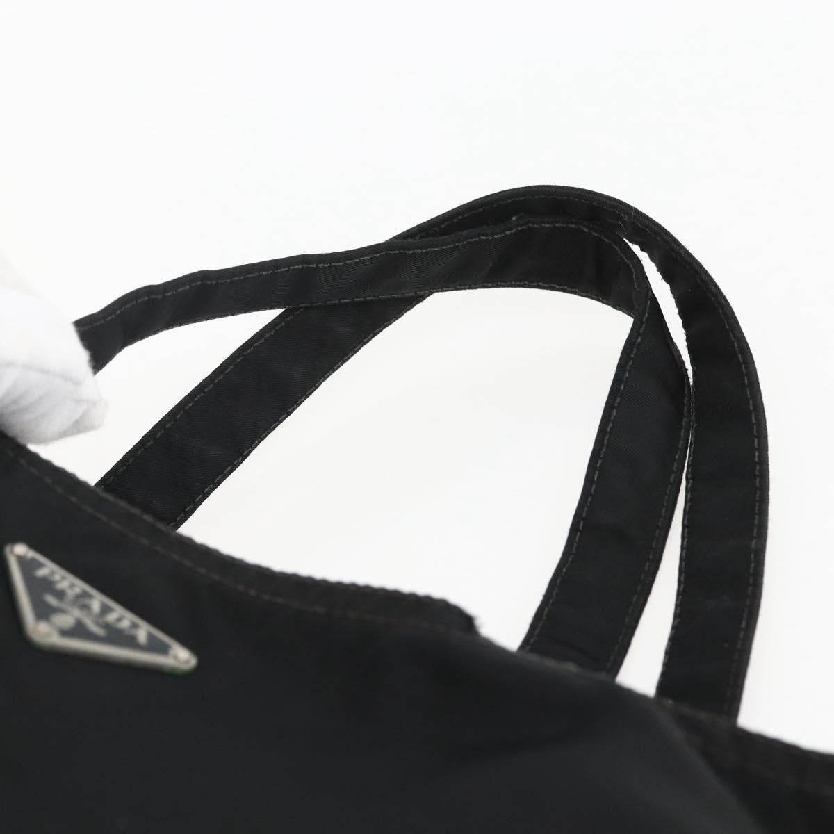 PRADA Tote Bag Nylon Black Silver Auth 173530