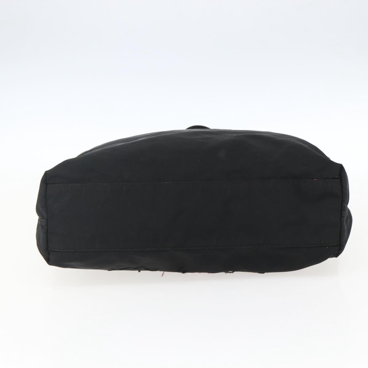 PRADA Tote Bag Nylon Black Silver Auth 173530