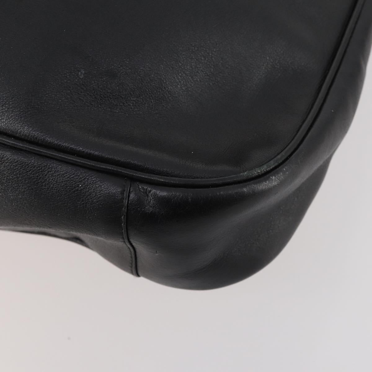 GUCCI Bamboo Hand Bag Leather 2way Black Gold 001 1998 1577 Auth 173531